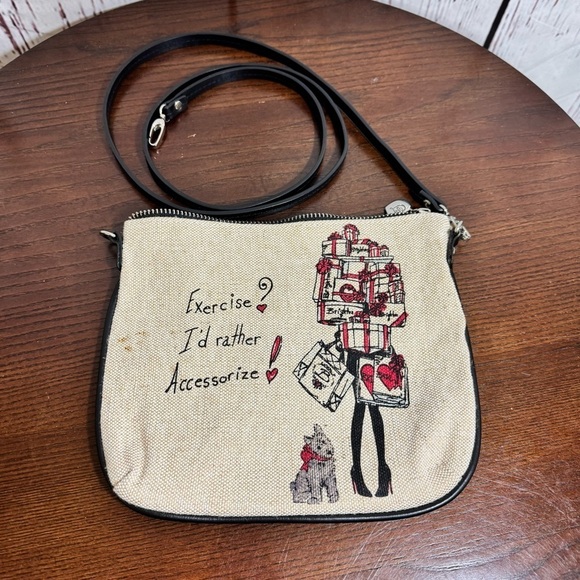 Brighton Handbags - BRIGHTON canvas crossbody bag with cute graphics 8.5” x 7.5” 24” drop